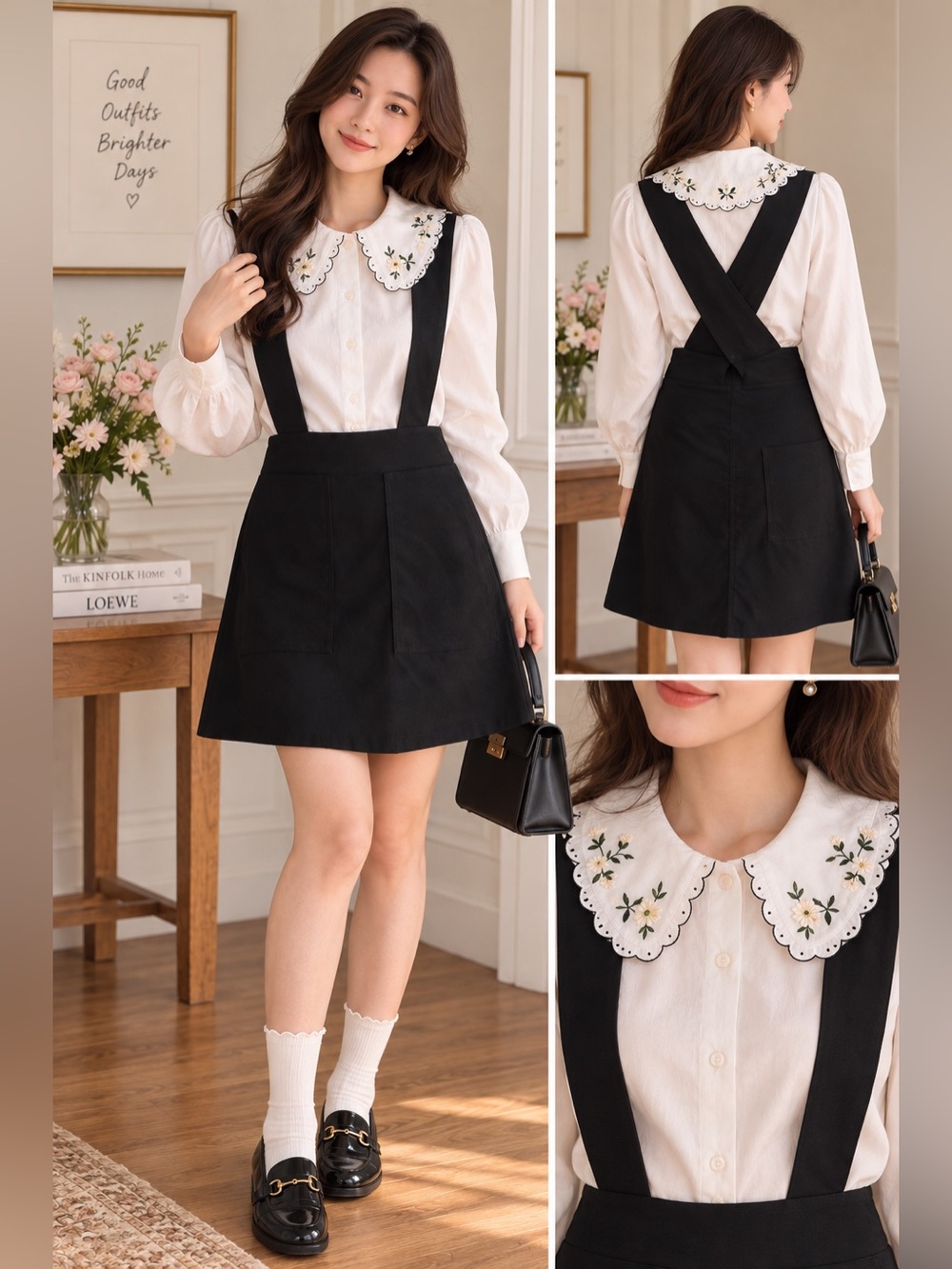 COS Black Pinafore Suspender Mini Dress – EU 36